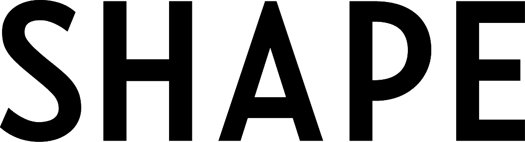shape magazine logo in black and white
